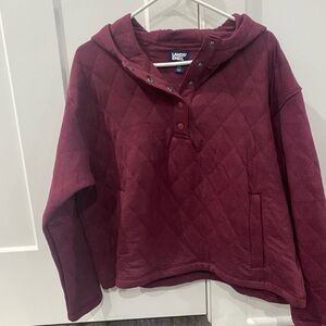 Lands' End Maroon Quilted Hoodie